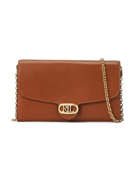 Torba skórzana na ramię z aplikacją z logo model ‘ADAIR’ brązowa