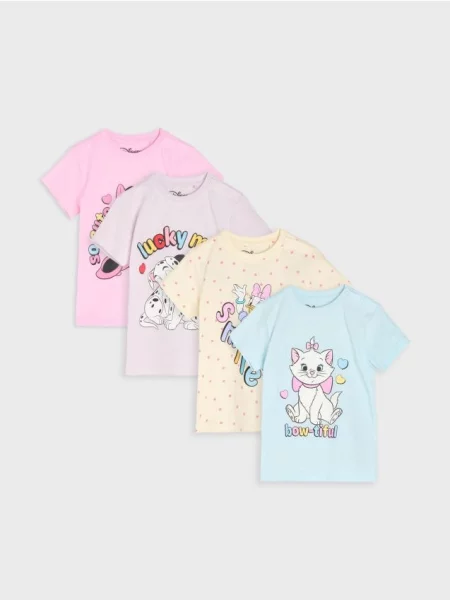 Sinsay trička s potiskem 4 pack Disney růžová