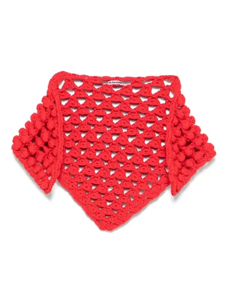 Pleteni chunky šal Jil Sander crvena