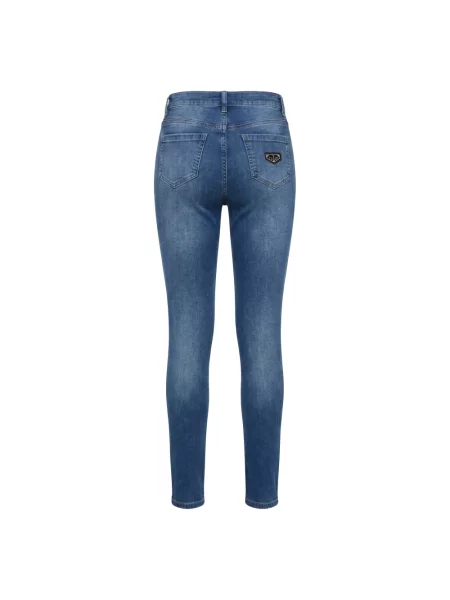 Jeansy Philipp Plein z wysoką talią niebieskie