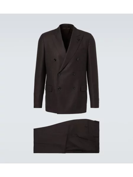 Volnena obleka ukrojena obleka Lardini rjava