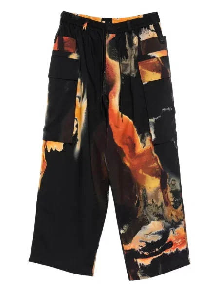 Pantaloni cargo Y-3 cu imagine cu imprimeu abstract negru