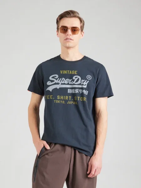 Superdry Tričko Heritage námornícka / svetlosivá / kiwi modrá