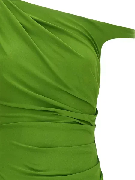 Rochie Elisabetta Franchi cu un umăr gol de costum verde