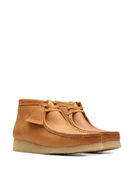 Кожени боти Clarks Originals с връзки кафяво