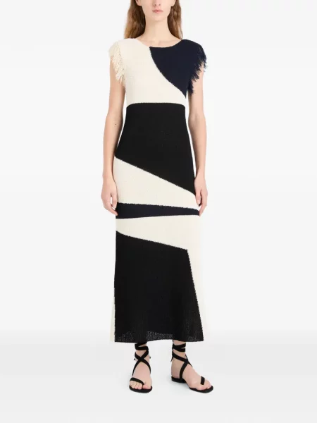Μίντι φόρεμα Proenza Schouler με κρόσσια μαύρο