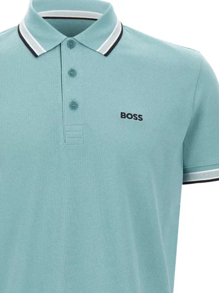 Tricou polo Boss cu dungi verde
