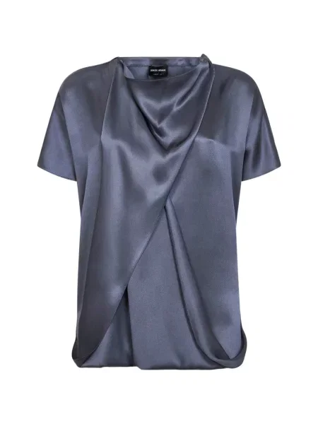 Top Giorgio Armani asimetric drapat albastru