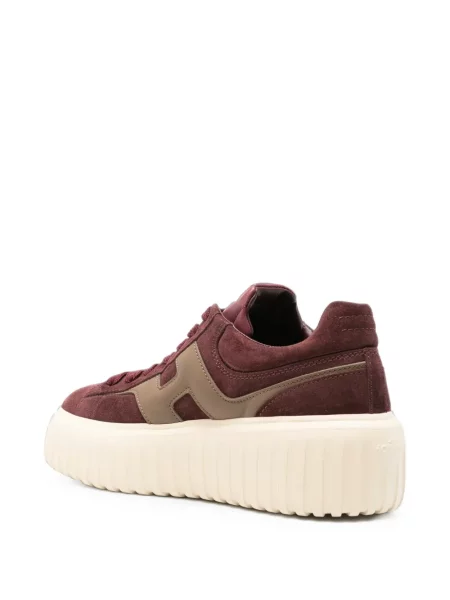 Sneakerși Hogan din piele de căprioară cu dungi cu platformă roșu