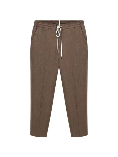 Pantaloni Tombolini conici cu cordon maro