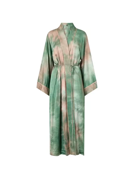 Lung palton Pinko din satin cu gradient verde