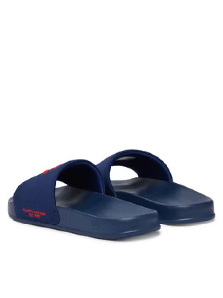 Tommy Hilfiger Natikači Logo Embroidery Canvas Mornarsko modra