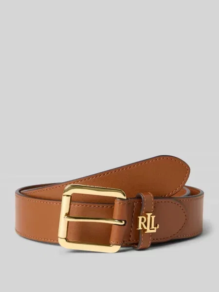 Pasek ze skóry bydlęcej z aplikacją z logo Lauren Ralph Lauren