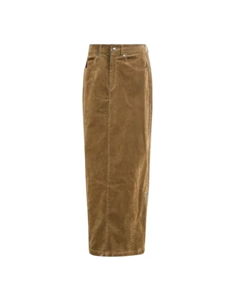 Spódnica maxi Adidas z twillu brązowa