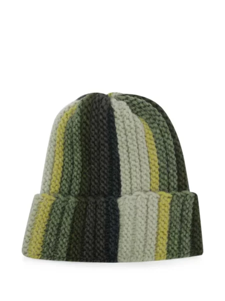 Căciulă Amish cu dungi tricotate chunky verde
