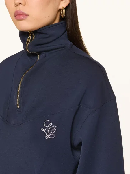 Liu Jo Zestaw: Bluza Z Kapturem I Spodnie Dresowe Z Ozdobnymi Kamieniami blau granatowy