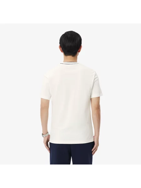 Lacoste T-Shirt Stretch Piqué Z Prążkowanym Kołnierzykiem biała