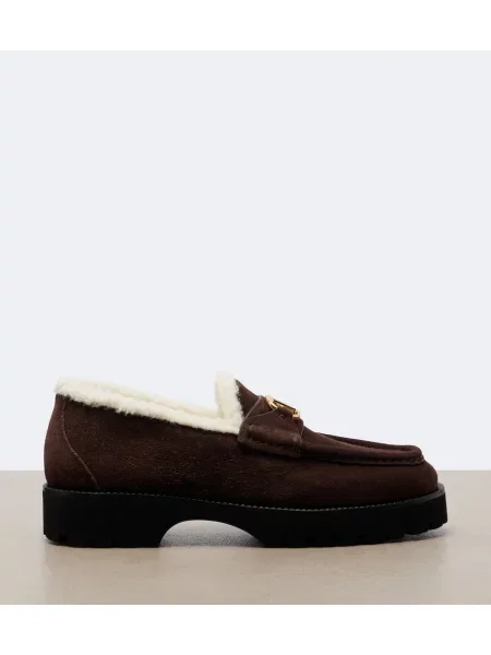 Loaferke Valentino Garavani iz semiša s platformo rjava