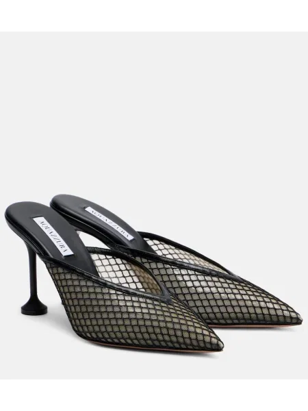 Мрежести мюли Aquazzura черно