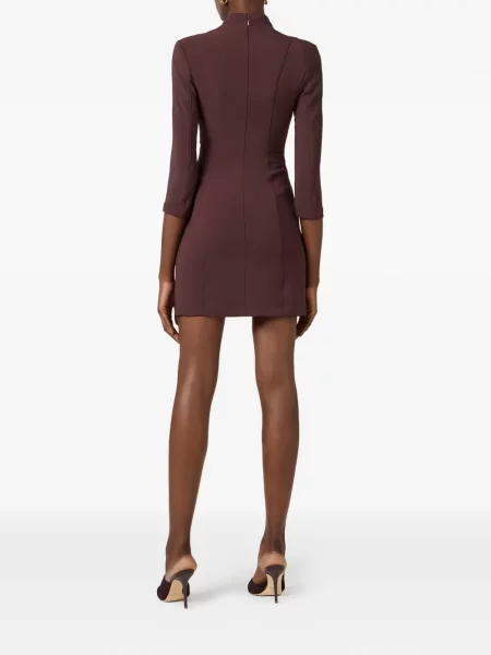 Rochie mini Elisabetta Franchi cu decolteu în V de costum maro