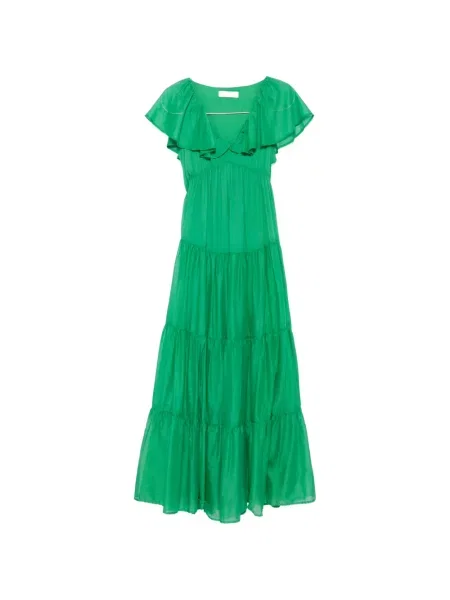 Rochie maxi Kaos cu volane verde