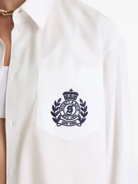 Top Sporty & Rich cu broderie alb