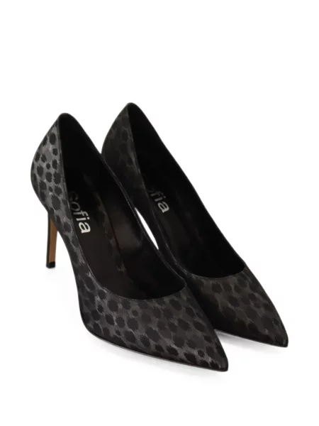Pantofi cu toc Sofia cu imagine cu model leopard negru