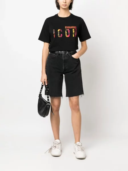 Raštuotas marškinėliai Dsquared2 juoda
