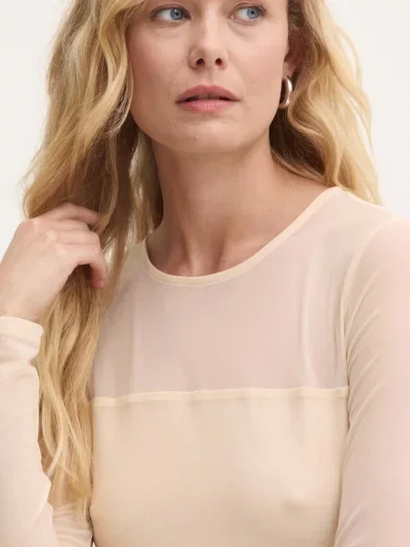 Блуза с дълги ръкави Answear Lab бежово