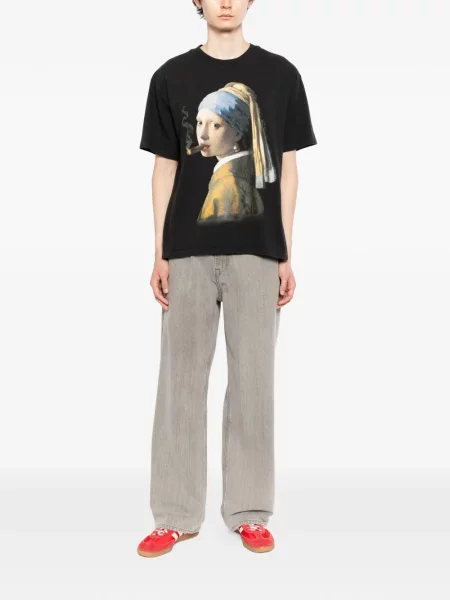 Tricou Melt cu imagine cu decolteu rotund negru