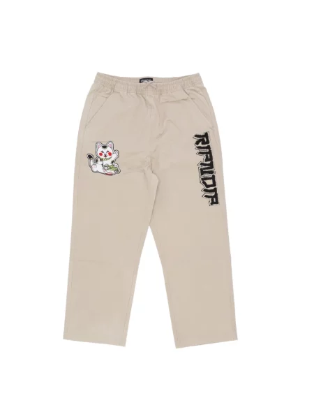 Haftowane spodnie Ripndip beżowe