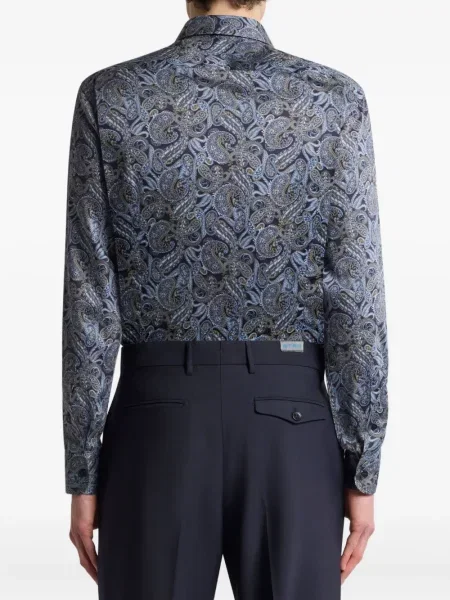Риза Etro с принт с пейсли десен синьо