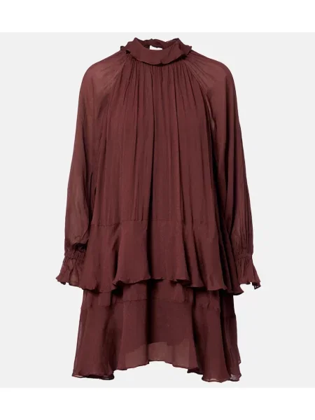 Rochie Poupette St Barth cu volane maro
