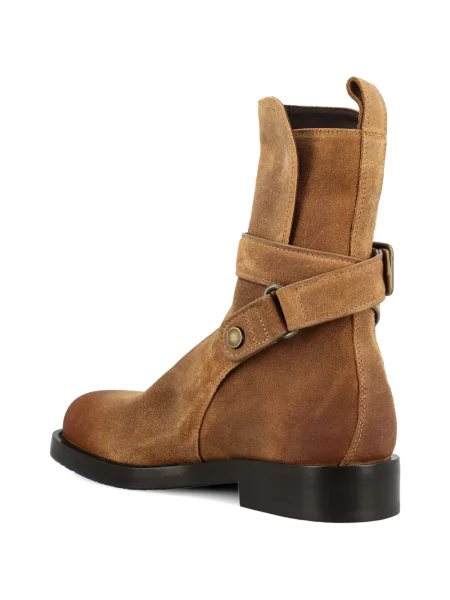 Botine Burberry cu cataramă cu bretele maro