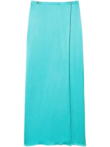 Fusta maxi Twinset din satin albastru