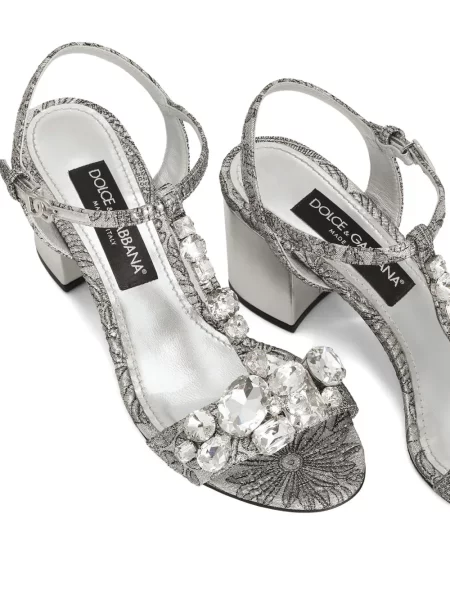 Siuvinėtos sandalai Dolce & Gabbana sidabrinė