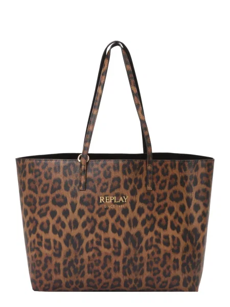 REPLAY Nakupovalna torba konjak / svetlo rjava / zlata črna