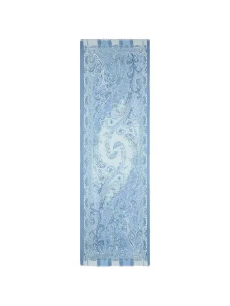 Fular Etro de mătase cu model floral albastru