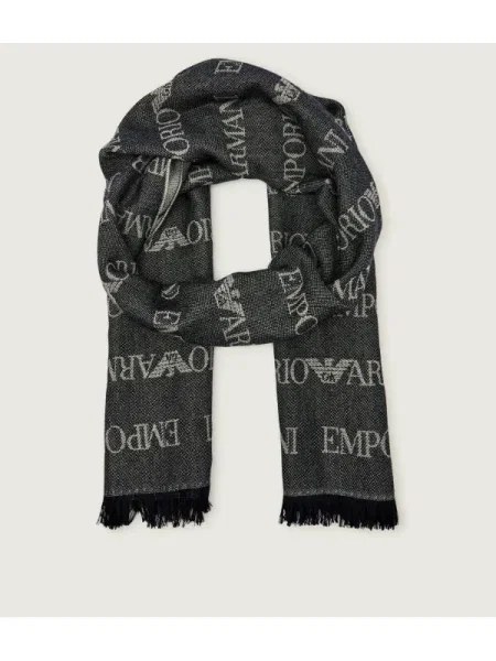 Emporio Armani sál gyapjúkeverékből sötétkék mintás kék