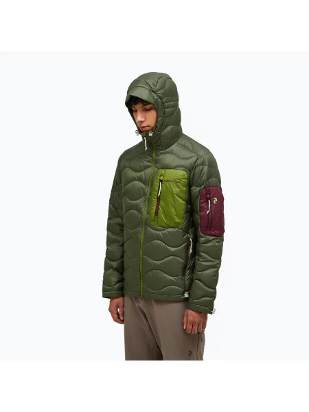 Geacă cu puf pentru bărbați Peak Performance Helium Utility Down Hood Pine Needle/Mosswood