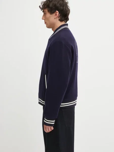 Sporty & Rich kurtka bomber wełniana Eden Crest Varsity przejściowa granatowy