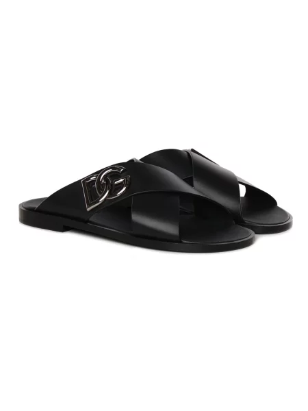 Klapki Dolce And Gabbana z logo czarne