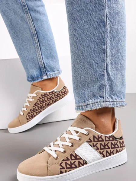 Sneakerși cu imprimeu Casica bej