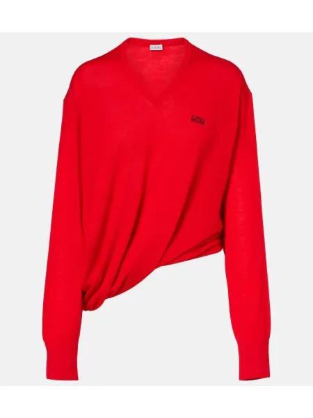 Vuneni asimetrični džemper Loewe crvena