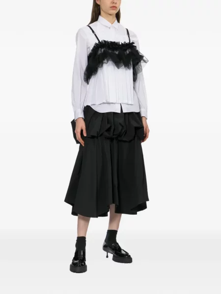 Top Noir Kei Ninomiya cu volane negru