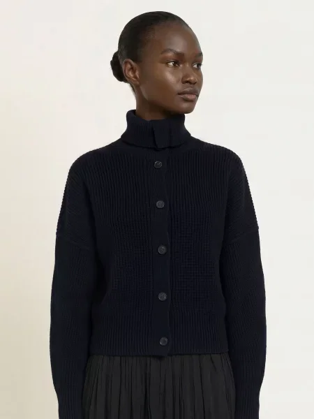 Allsaints Pletený Svetr Caron Z Merino Vlny tmavě modrá