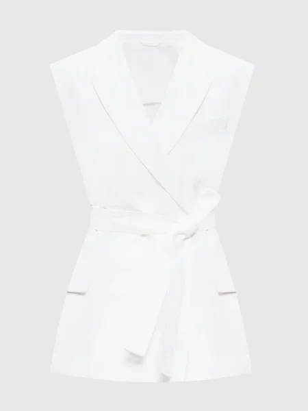 Жилет на запах з льоном Brunello Cucinelli білий