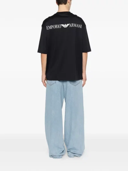 Тениска Emporio Armani с принт синьо
