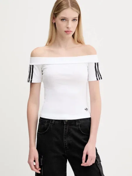 Тениска adidas Originals Bandeau Ss дамска с голи рамене бяло