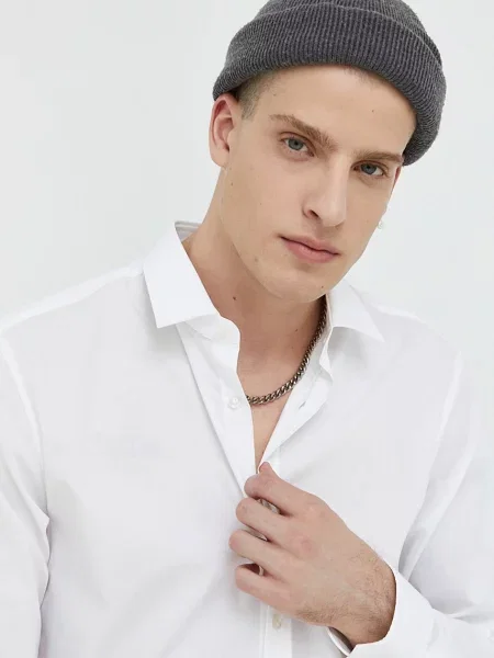 HUGO košeľa pánska s elastanom biela